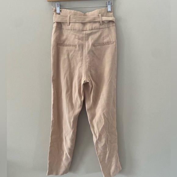 Dynamite NWOT High Waisted Paper Bag Khaki Pleated Tie Waist Trousers - Picture 3 of 5